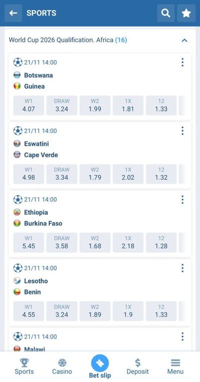 1xBet World Cup 2026 Africa matches