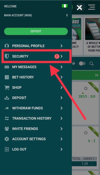 22BET personal profile security option