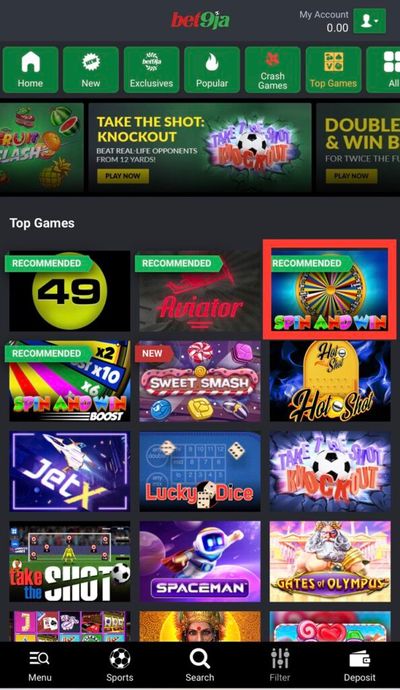 Bet9ja Popular Casino games