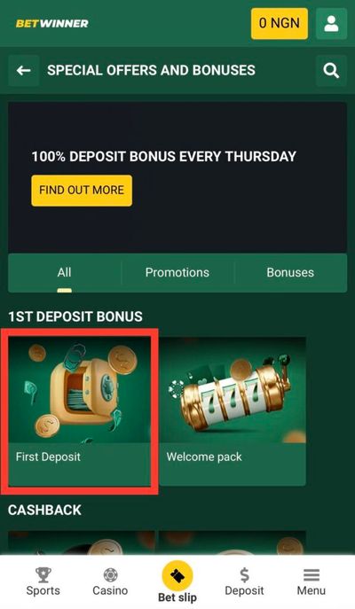 BetWinner First Deposit Bonus promotion