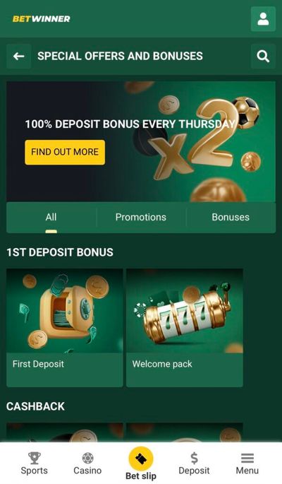 BetWinner list of special offers and bonuses