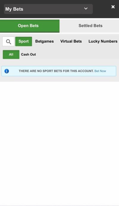 Betway My Bets page