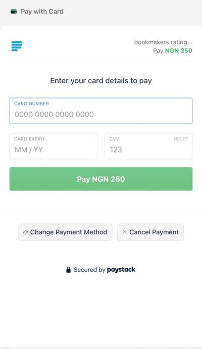 Paystack card pay page