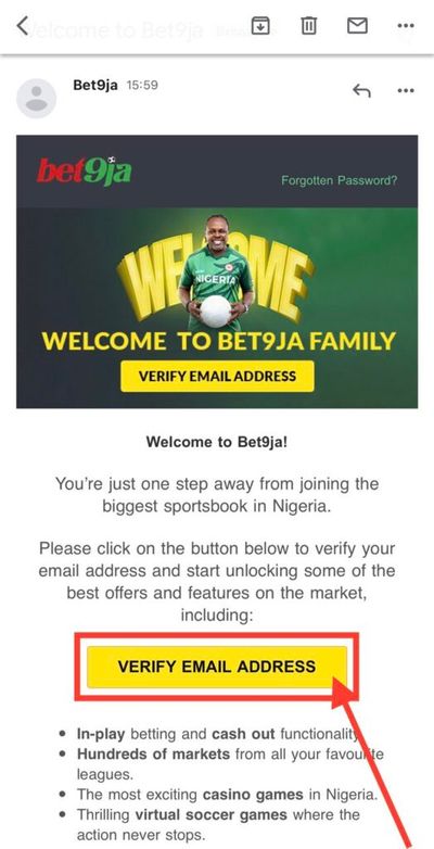 be9ja registration welcome email verify button