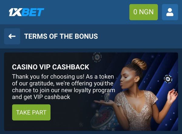 1xBet Casino VIP Cashback Promotion