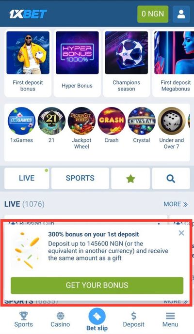 1xbet first deposit bonus offer in profile