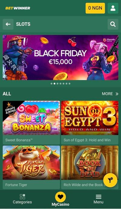 BetWinner Casino Page