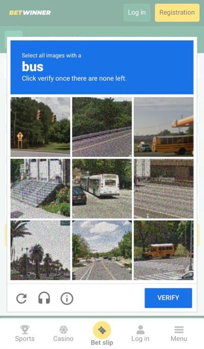 BetWinner registration captcha