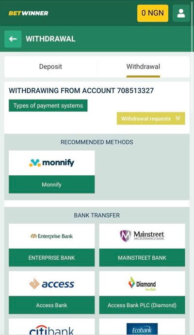 BetWinner withdrawal methods