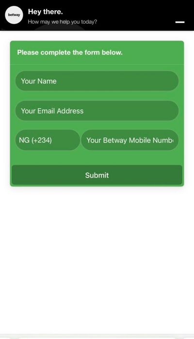 Betway Live Chat page