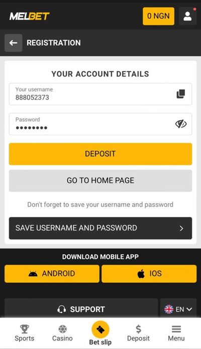 Melbet Account Details