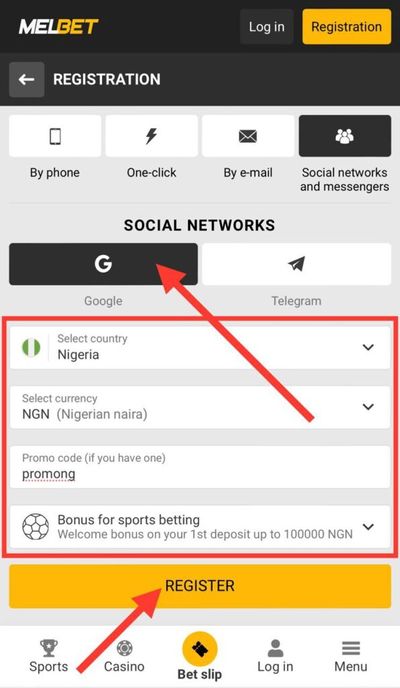Melbet Registration Form By Social Media