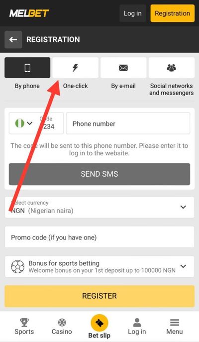 Melbet Registration One-click Tab
