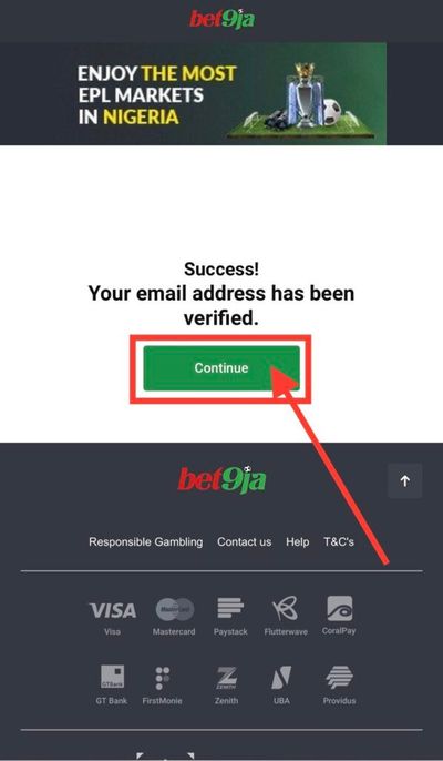 bet9ja email address success verified