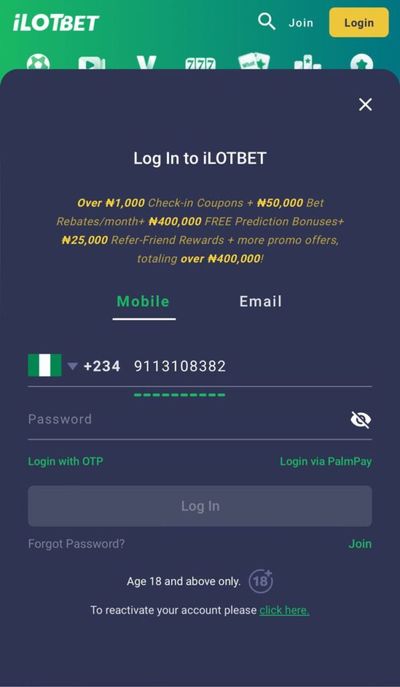 ilot bet login by phone form